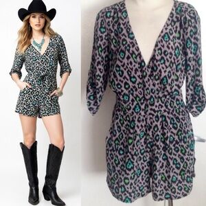 $135 NWT Anthropologie Charlie Jade Romper Jumper Jumpsuit Leopard Print